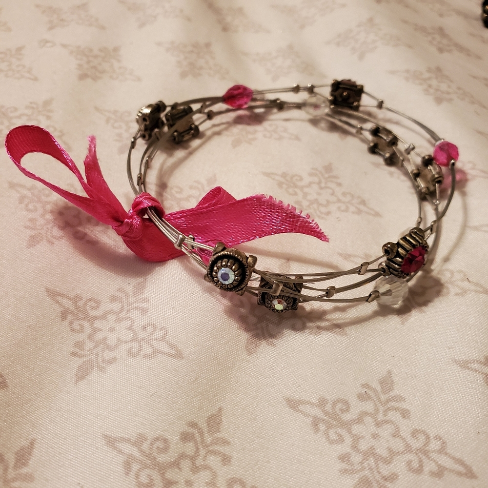 Pink and silver bracelet
